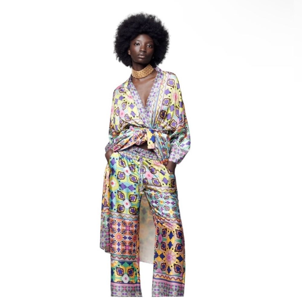Women’s Multicolor Zara Belted Printed Kimono